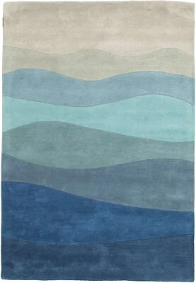 Alfombra acolchada a mano Blue Sky 100 % lana suave Foto 1 de 3