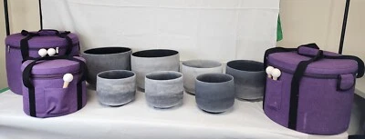 Moldavite Gem Fused 8"- 12"  Set of 7 Chakra Quartz Crystal Singing Bowl Healing - Image 1 of 4