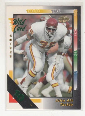 JOHN ALT 1992 Wild Card NFL #77 Parallel 10 Stripe Kansas City Chiefs NM - Image 1 of 2