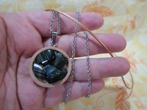 Handmade Blue Tiger's Eye Nugget Pendant w/ Silver Plated Rolo Chain 18" + / N - Picture 1 of 12