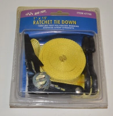 NUEVO 1" X 15' Correa de amarre de trinquete 1500 lb Poliéster Correas Broca Superior 47708 Foto 1 de 2
