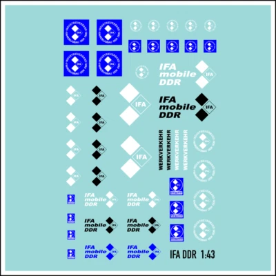 Waterslide Decal 1:43 -  DDR IFA VEB W50 Truck LKW Multicar Kamaz Trabant - Bild 1 von 3