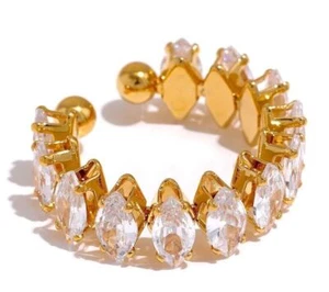 18k Yellow Gold Plated Ring\Bracelet Antique Cubic Zircon Solid Jewelry Luxury - Picture 1 of 21