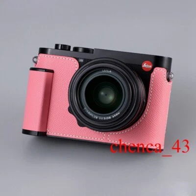 Medio estuche hecho a mano para cámara con inserción de metal de cuero Leica Q3 cubierta retro milicase Foto 1 de 4