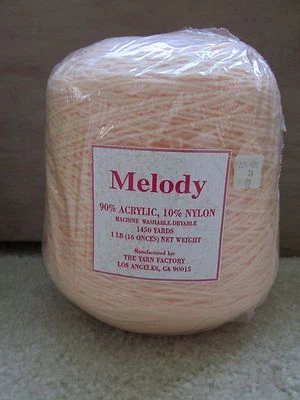 Vintage 1 Lb Bulk Skein Yarn Factory "Melody" Knitting Yarn Peach 224 408 33 02 - Image 1 of 3