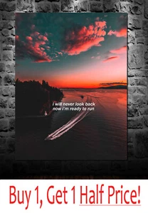 BEAUTIFUL LAKE SCENERY CANVAS WALL ART *Framed* RED BLACK SEASCAPE NATURE PRINT - Picture 1 of 5