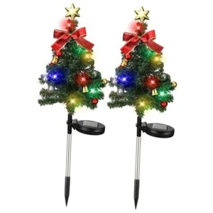 2 Pcs Solar Christmas Tree Garden Stake Lights Outdoor Christmas Tree Lighted - Picture 1 of 8