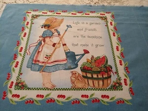 Daisy Kingdom Prairie Girl & Bunny Cherries Pillow Panel 17x21" Sandi Gore Evans - Picture 1 of 4