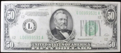 1934 $50 FEDERAL RESERVE NOTE (SAN FRANCISCO) - XF/AU - Image 1 of 2