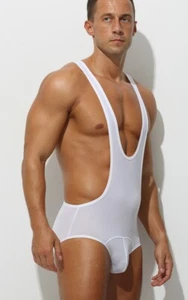 Sexy Herren Stretchy Eis Seide Turnanzug Overall Wrestling Singlet Bodysuit Boxer - Bild 1 von 11