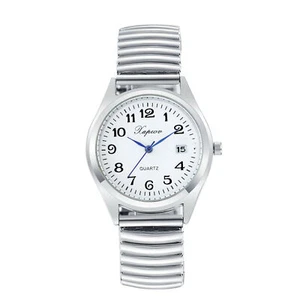 Women Men Easy to Read Arabic Numerals Date Dial Elastic Band Quartz Wrist Watch - Picture 1 of 7