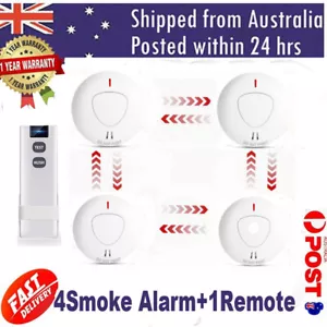 4 X Smoke Alarm Detector Wireless Interconnected Photoelectric 10 Years+ Remote - Picture 1 of 15