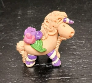 Vintage Mini Polymer Clay Unicorn Birthday Candle Holder Cake Topper 2" - Picture 1 of 6