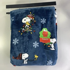 Berkshire Snoopy Überwurf Samt weich Weihnachtsdecke Peanuts Weihnachten blau 60 x 70 XL - Bild 1 von 8