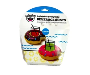 Big Mouth Inc 2-Pack Inflatable Pool Party Beverage Donut Boats Brown / Pink - Picture 1 of 7