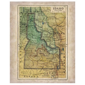 Póster de pintura de mapa histórico de Idaho 1906 impresiones artísticas famosas pared SIN MARCO - Imagen 1 de 63