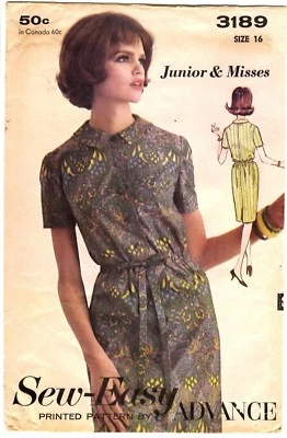 Vintage 1960s Advance Sewing Pattern Women's DRESS 3189 Sz 16 UNCUT - Image 1 of 3