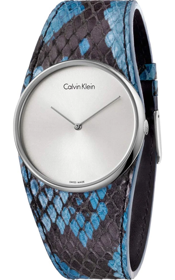 Calvin Klein Spellbound Silver Dial Blue Leather Ladies Watch K5v231v6