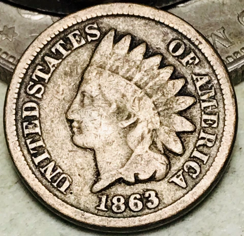 1863 Indian Head Cent Penny CN 1C Ungraded Civil War Date US Coin CC18692 Cover