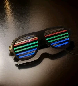 Drop Shades Rave Club LED Sound Lit Glasses Black Frames and Charging Cable - Picture 1 of 5