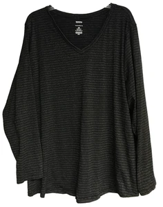Sonoma Everyday Tee 3X Black Gold Metallic V Neck Long Sleeve Knit - Picture 1 of 9