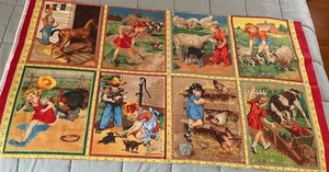 Baumwollstoff Panel ~ Erbsen + Karotten ~ Bauernhoftiere + Kinder ~ American Jane/Moda ~ 42x23 ~ ANSEHEN! - Bild 1 von 1