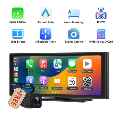 10.26" Portable Car Stereo Radio Wireless Apple Carplay Android Auto Touchscreen - Image 1 of 4