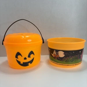Vintage 1986 McDonalds Halloween Boo Bucket Pumpkin & 1999 Boo Bucket Happy Meal - Picture 1 of 15
