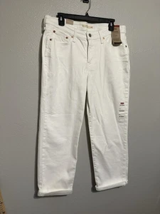 Levi Strauss Signature Boyfriend Cuffed Denim Jeans White Distressed Size 16 - Picture 1 of 7