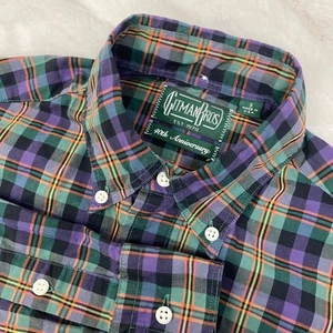 RARE 40th Anniversary Plaid Gitman Bros Green Blue Shirt S made in USA - Picture 1 of 8