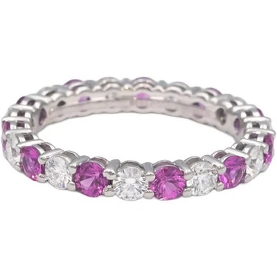 TIFFANY & CO. Platinum VS Diamond Pink Sapphire Eternity Ring 1.88CT Size 7 - Image 1 of 4