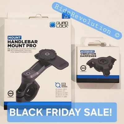 QUAD LOCK Motorcycle/Moto Handlebar Mount PRO + Vibration Dampener (NEW IN BOX) - Image 1 of 4