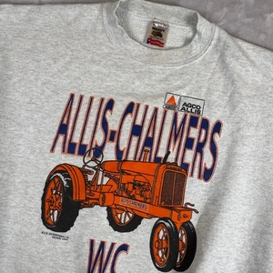 Vintage Allis Chalmers Tractor Sweatshirt Heavy Fruit of the Loom XL Gray AGCO - Picture 1 of 9