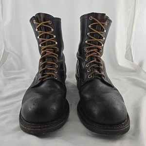 Rare VTG 60s Red Wing Steel Toe Logger Boots Black Leather Men's 10 EE USA 1967 - Picture 1 of 22