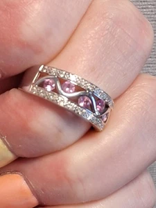 White Gold Pink Sapphire And Diamond Ring - Picture 1 of 9