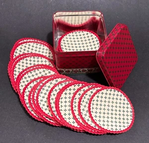 Vintage Potpourri Press Disposable Paper Holiday Coasters Red & Green w/ Tin - Picture 1 of 8