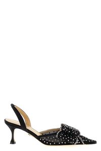 MACH & MACH La Cadeau Rhinestone Jewel Bow Black 65mm Heel Slingback Pumps New - Picture 1 of 4
