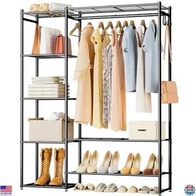 Elegante armario portátil negro - Perchero independiente con 4 Foto 1 de 4