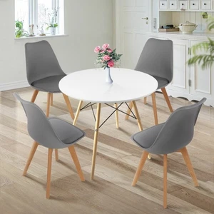 1 Set of 2/4 Tulip Dining Chairs Designer Chairs Wooden Home Office Kitchen - Picture 1 of 42