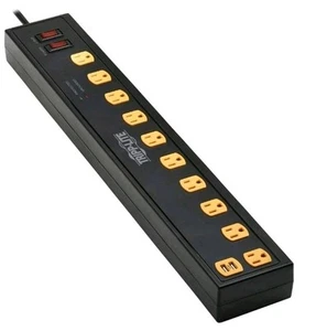 Tripp Lite Protect It! 6' 10-Outlet Surge Protector with Swivel Light Bars Black - Afbeelding 1 van 6