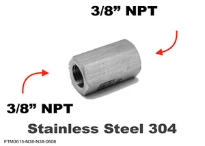 3/8" NPT Female to 3/8" NPT Female Stainless Sensor Adaptor Fittings Conversion - Picture 1 of 5
