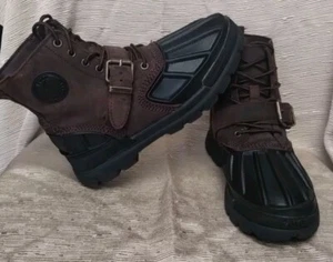 Polo Ralph Lauren Oslo hohe Stiefel Schuhe braun schwarz Grundschule große Kinder Größe 4 - Bild 1 von 15