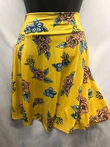 Kids LuLaRoe Skirt yellow Floral Size 6  Flair Asymmetrical Skirt Clothing - Picture 1 of 9