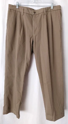 Van Heusen хлопок плиссированные брюки прямые ноги хаки цвет размер 36/29 #14115 - Изображение 1 из 3