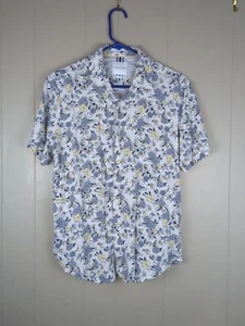 Camisa Denim & Flower Ricky Singh Abotonada Para Hombres Pequeña Azul Amarillo Floral Usada en Excelente Condición - Imagen 1 de 9