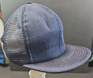 Vintage NOS Denim Mesh Blank SnapBack Hat Made In USA Park Place Brand - Picture 1 of 9