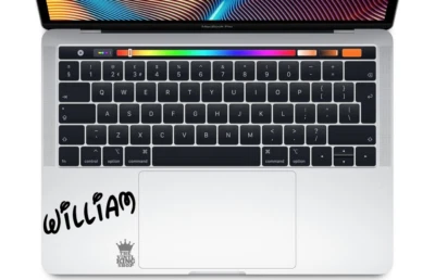 Personalised Name Sticker Waltz Style Laptop Vinyl Decal Mac custom touch pad - Image 1 of 4