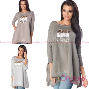 Womens Oversized Asymmetric Long Top Poncho Mini Dress Pullover Size 8-14 FT2244 - Picture 1 of 6