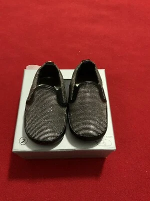 Zapatos de diseñador Baby Stuart Weitzman negros metálicos sin cordones talla 2 Foto 1 de 4