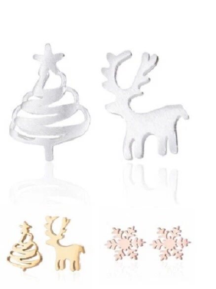 verschiedene Ohrringe klein Mini-Stecker Ohrstecker Rentier Elch Weihnachten - Bild 1 von 1